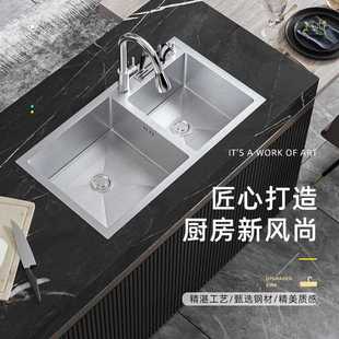 304不锈钢手工盆纳米带刀架双槽洗菜盆洗碗池家用洗碗盆 直销新款