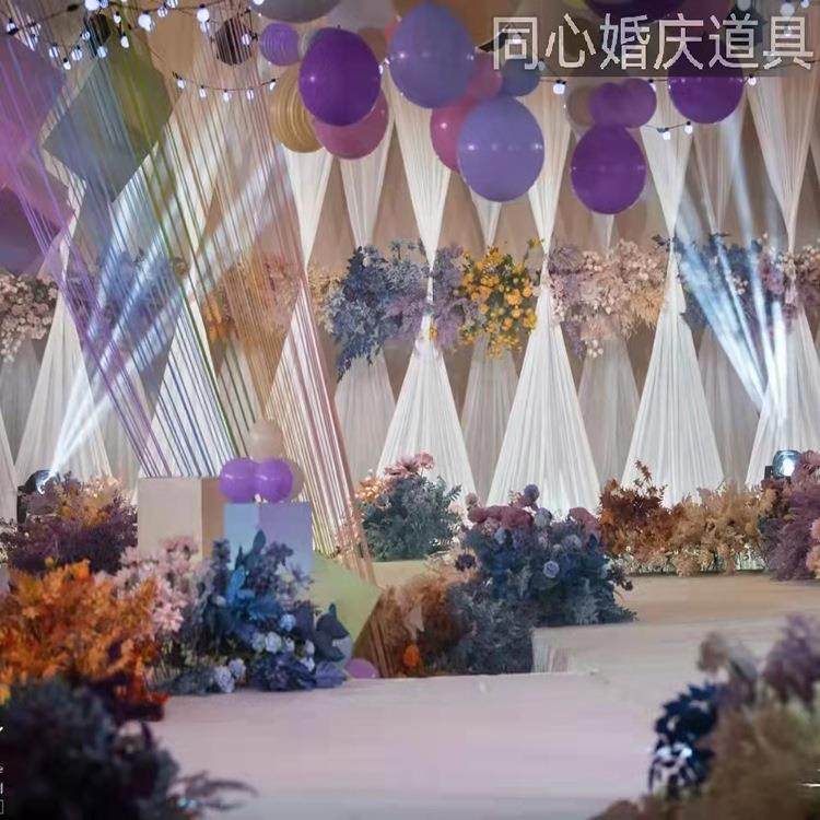 直销新款婚庆背景纱幔弹力布布幔婚礼舞台装饰布小蛮腰造型条场景