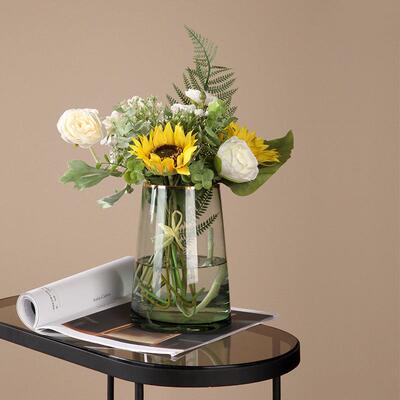 直销新款北欧轻奢vase玻璃金边透明花瓶摆件客厅插花水培餐桌装饰