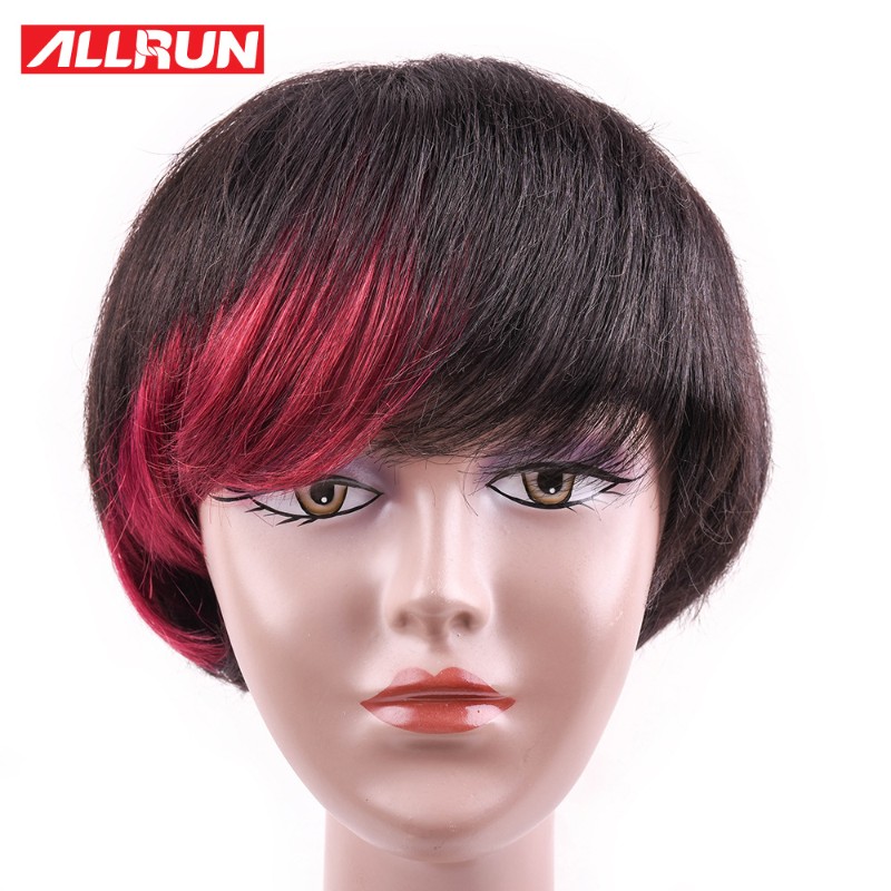 Short Straight Wigs 150% Baby Hair Remy Lace Front 假发头套