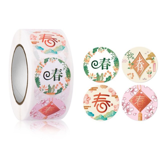 2022 New 500 Pieces/Roll 2022 New Year Stickers Chinese Spri