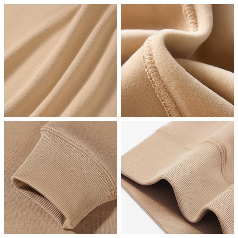 480G加绒圆领厚棉T3D剪裁设计重磅秋冬长袖内搭衣内搭宽松上衣ins