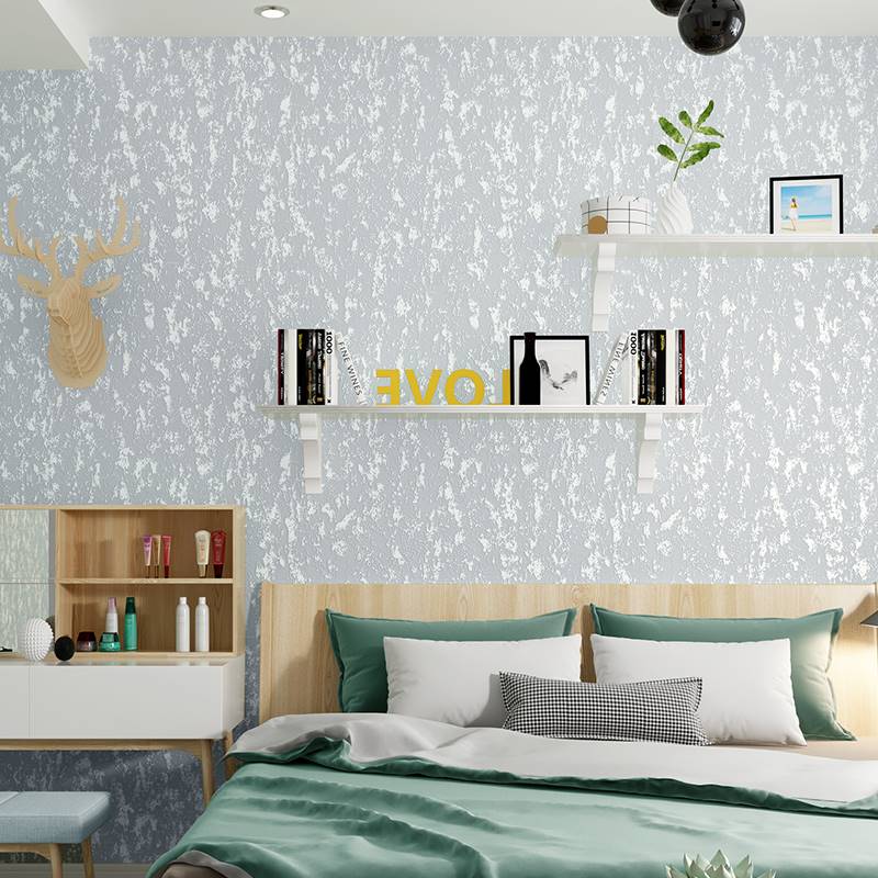 现代简约不织布自粘壁纸北欧矽藻泥纯色素色客厅卧室房间家用壁纸