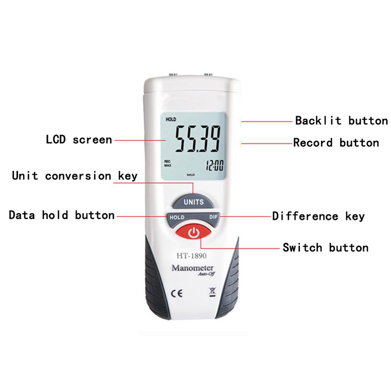 2022 Digital Manometer air pressure meter air pressure Diffe