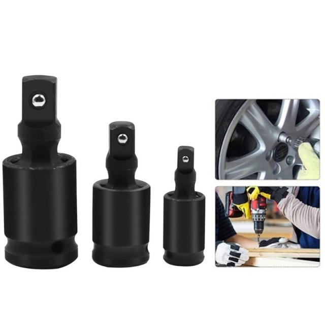 3 Pieces Universal Joint Swivel Socket Adapter Set 1/4