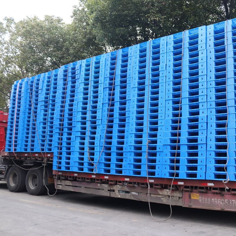 定制塑料托盘长方形田字1210川字平板九脚网格堆高机塑料托盘卡板