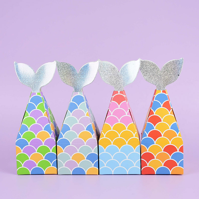 10pcs/lot Mermaid Tail Box Mermaid Candy Box Gift Package Bo