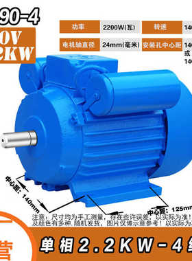 新品定制单相电机2n20V小型两相玉米机铡草揉丝机空压机台钻异步