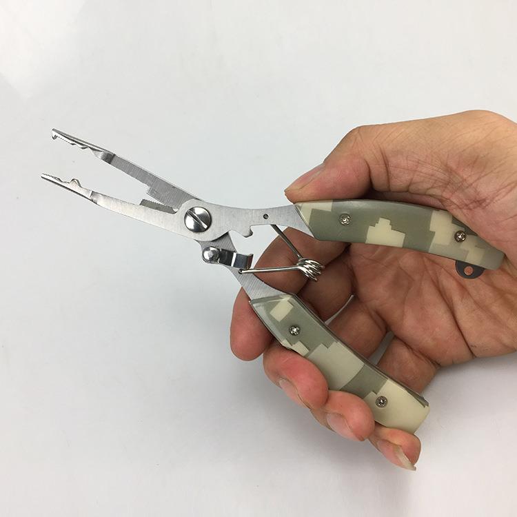 直销新款直尖嘴路亚钳微物钓鱼钳不锈钢多功能诱饵开环工具控鱼摘