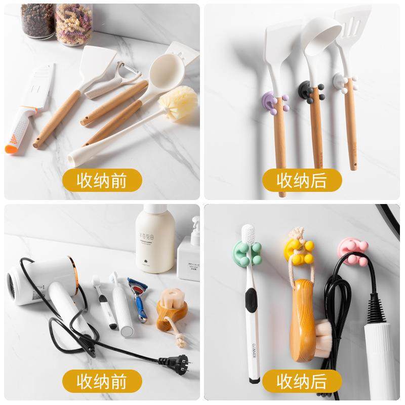 新款直销硅胶免钉无痕粘钩子墙壁置物夹架厨房浴室夹牙刷架剃须刀,收纳整理,挂钩/粘钩,淘宝优惠券,粉丝福利购,淘宝优惠卷