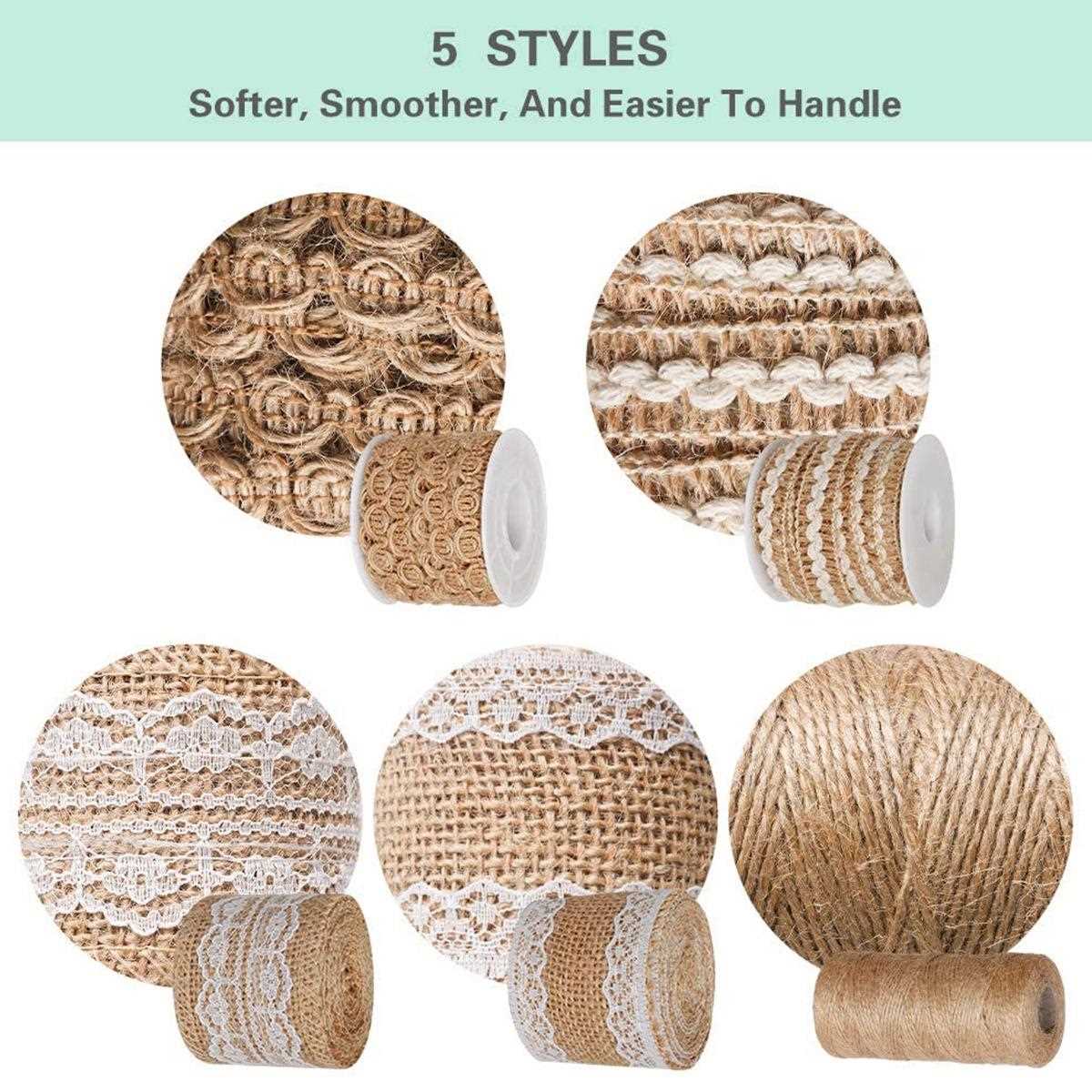 直销新款亚马逊热销 麻布丝带套装 蕾丝麻布卷 DIY麻绳织带 派对