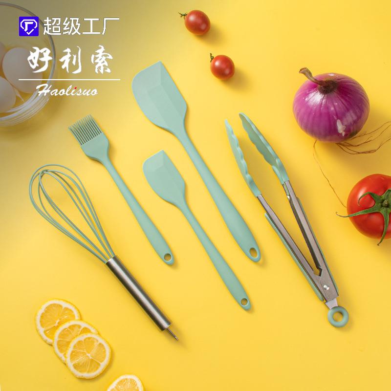 直销新款硅胶刮刀5件套 不粘锅厨具DIY烘焙蛋糕工具厨具套装刮刀