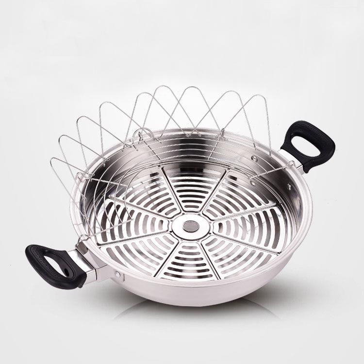 直销新款皇后锅304不锈钢炒锅蒸锅油炸锅无水火锅礼品三层钢加厚