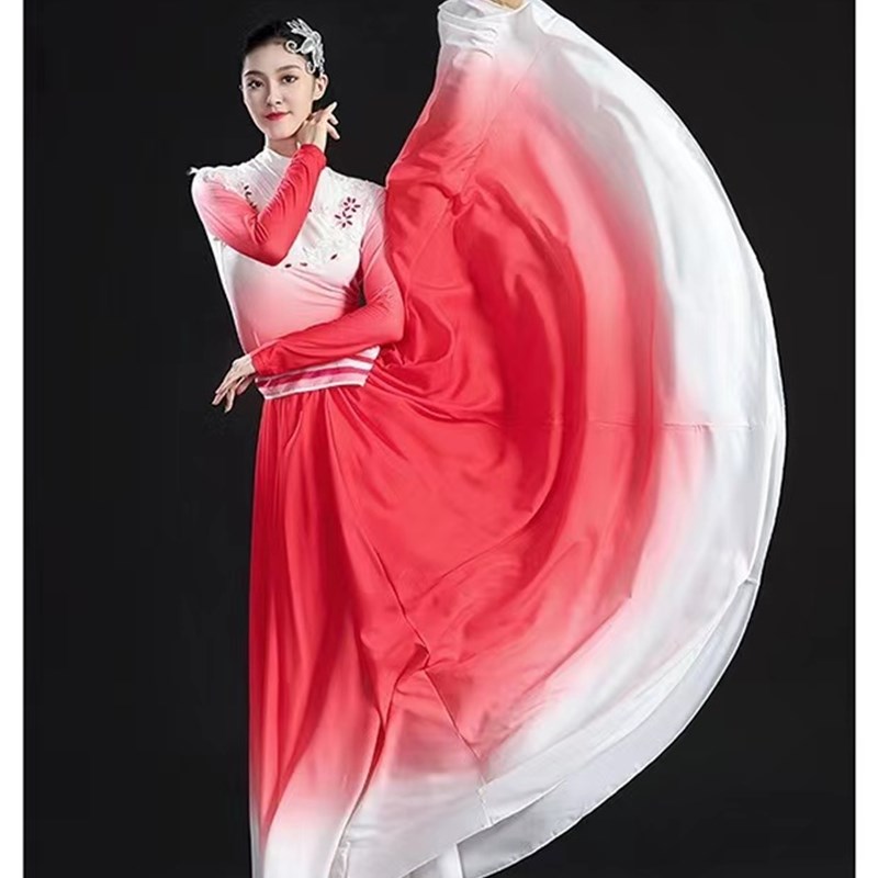 新款万疆舞蹈服灯火里的中国开场舞大摆裙演出服歌伴舞长裙合唱服