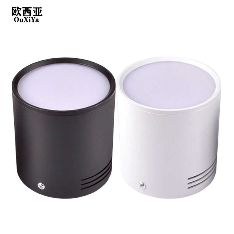 cob明装筒灯led免开孔黑色12w24w圆形吸顶吊线灯客厅店铺商用桶灯