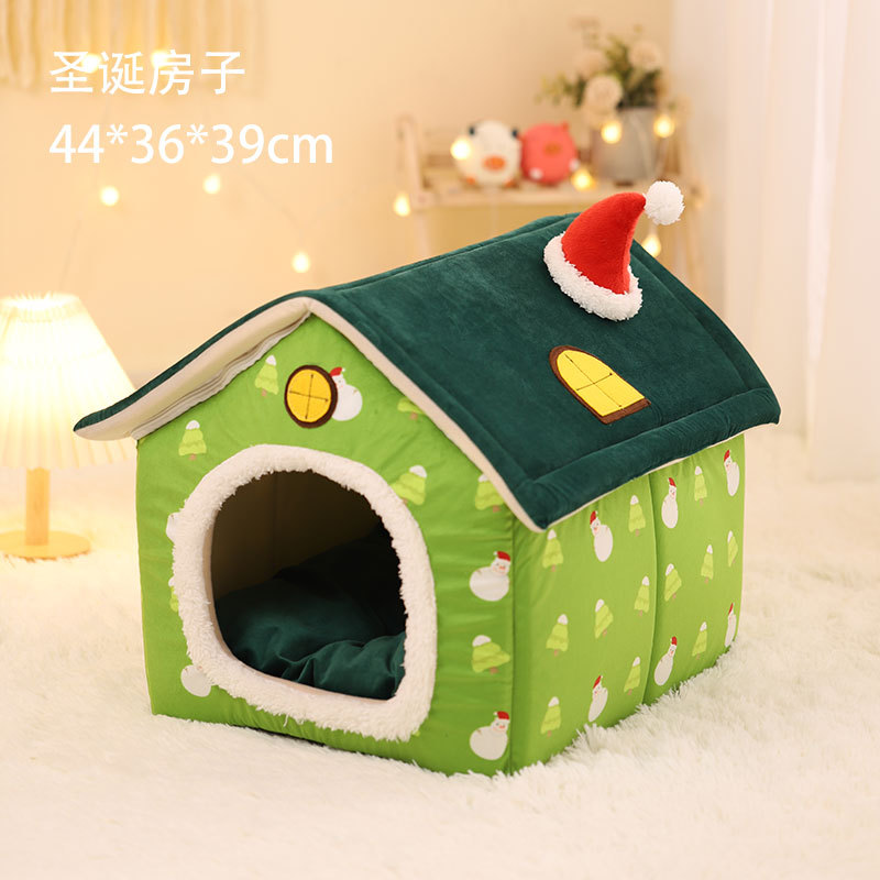 猫窝封闭式猫房子冬季保暖猫别墅圣诞深度睡眠猫床小型犬宠物狗窝