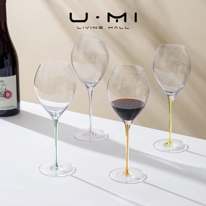 U Mi LIVING彩虹大肚水晶玻璃白葡萄酒杯香槟细杆勃艮第高脚杯