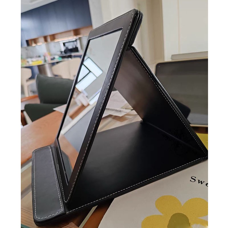 珠宝店专用镜子折叠皮镜金店柜台镜看货镜化妆皮革镜单面镜印logo