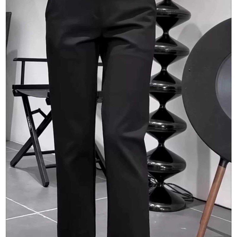 大码女装2024夏季高腰开叉直筒西装休闲裤胖mm遮胯显瘦九分烟管裤