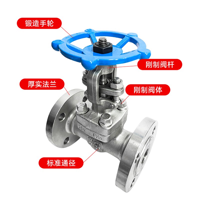 海睿截止阀F304不锈钢锻钢阀门法兰J41W/16-100PN国标