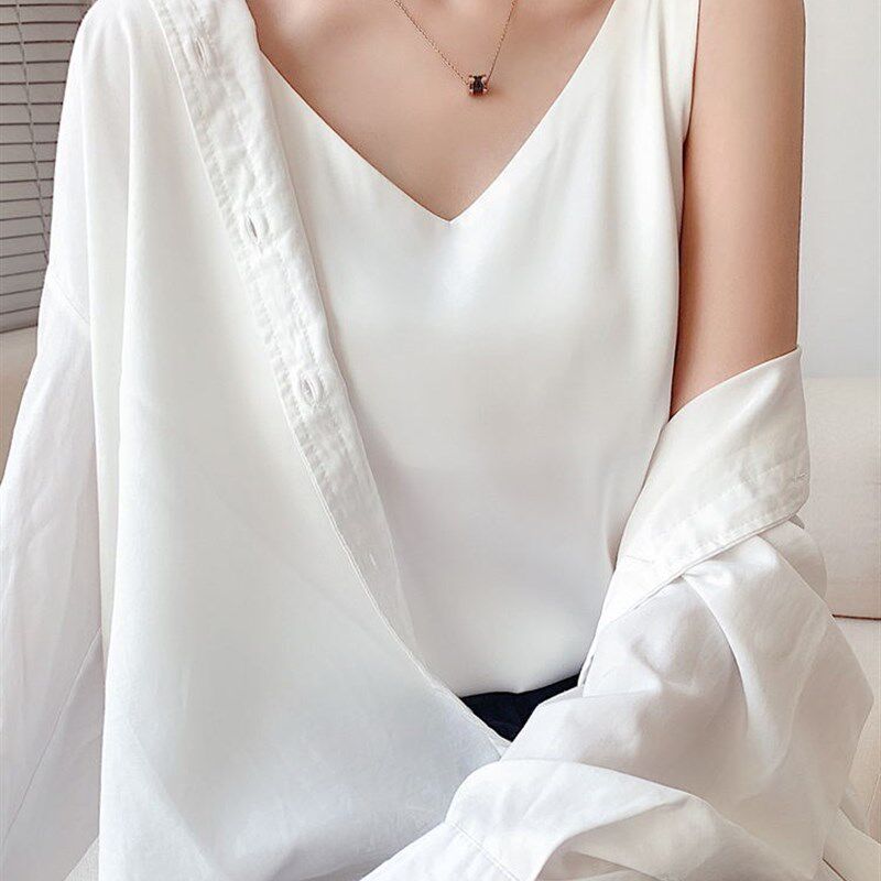 大码女装2022年新款V领吊带背心内搭打底衫胖mm200斤性感外穿上衣