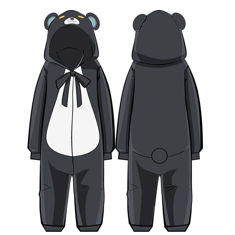 毛绒熊熊黑白色男士女式动漫卡通可爱连体冬季睡衣正反面双两里外
