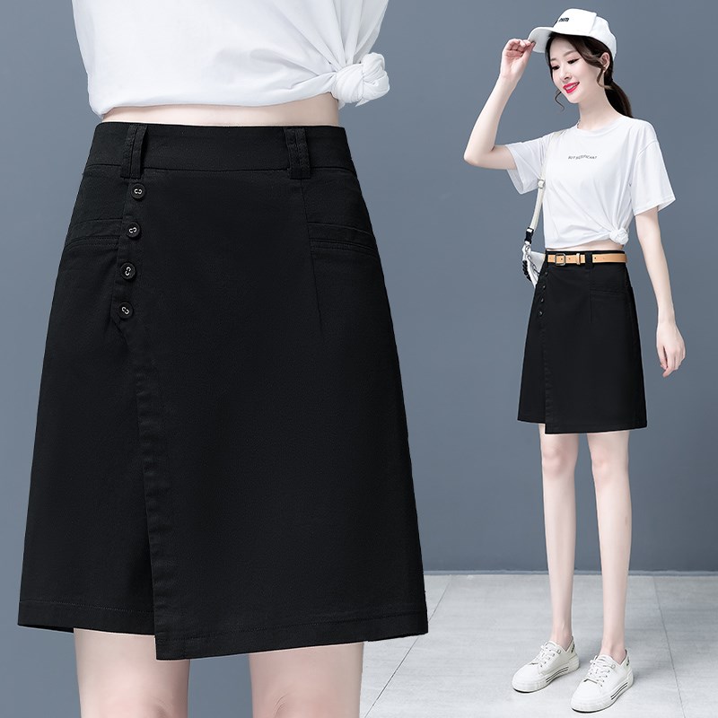 卡其色休闲五分短裤女秋季宽松2024新款高腰阔腿裤裙中裤子薄秋天