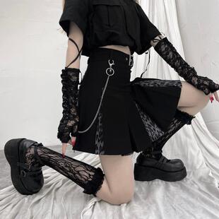 甜酷百褶裙大码豹纹工装短裙女夏胖mm高腰防走光学生a字JK半身裙