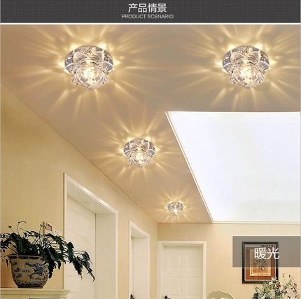 LED3W5W天花灯水晶射灯过道灯走廊灯孔灯玄关灯筒灯牛眼灯猫眼灯