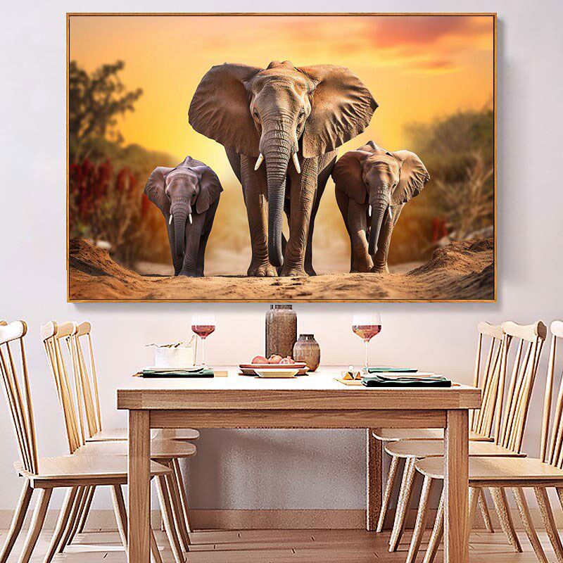 泰式两只大象入户玄关挂画正对门双象图片客厅装饰画走廊过道壁画