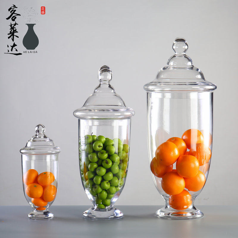 欧式透明玻璃糖果罐储物罐糖缸创意婚庆甜品样板间厨房软装饰摆件
