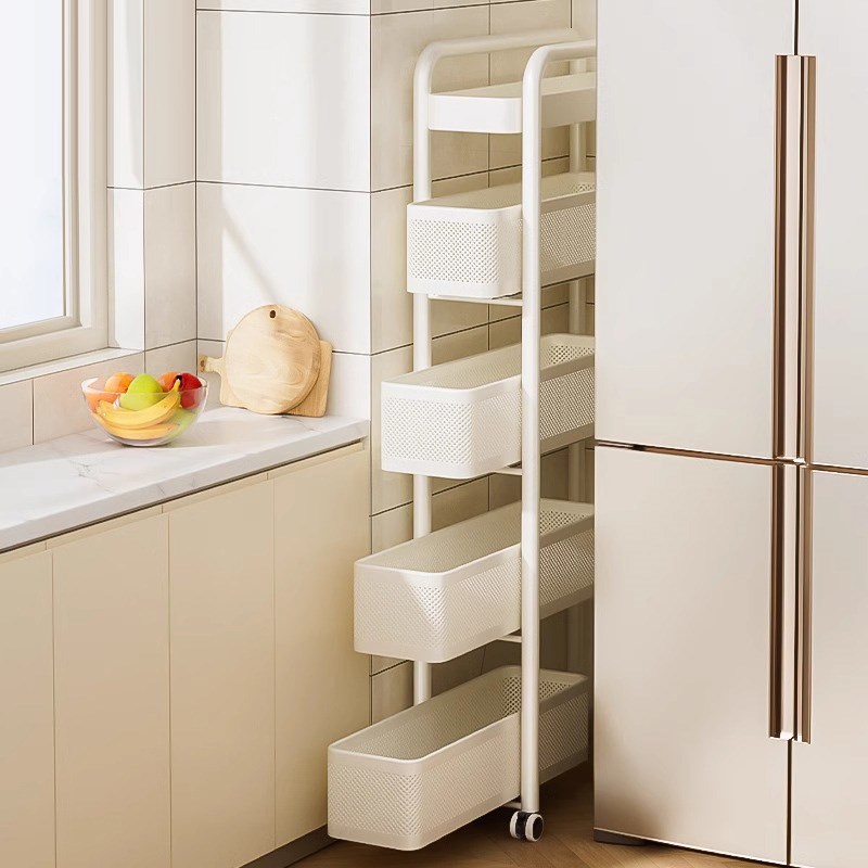 厨房夹缝置物架冰箱侧面抽拉柜小推车多层调料极窄缝隙浴室收纳柜