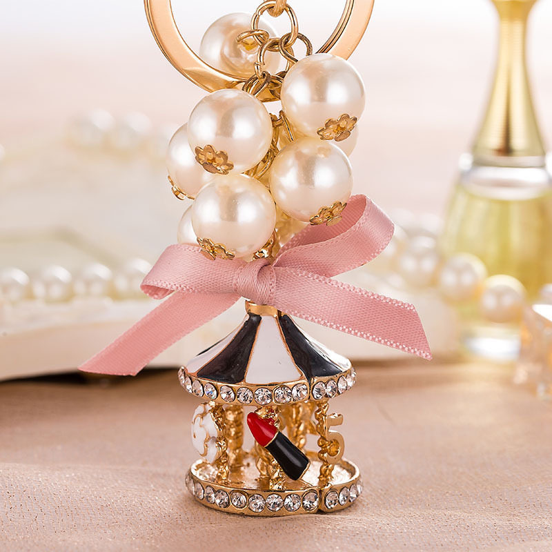 韩国创意可爱串珠旋转木马简约汽车钥匙扣女包包挂件钥匙链圈饰品,节庆用品/礼品,钥匙扣,淘宝优惠券,粉丝福利购,淘宝优惠卷