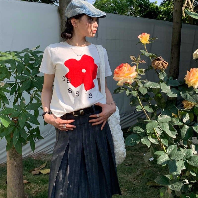 大码灰色条纹半身裙女夏季高腰半裙设计感a字中裙显瘦西装百褶裙