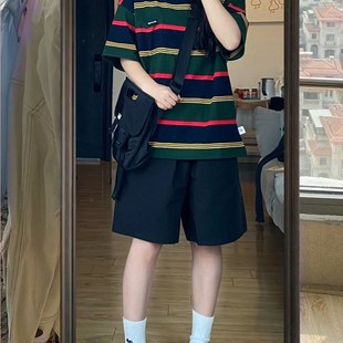 短褲 黑色西裝 女裝 子 薄款 胖mm顯瘦寬松小個子a字5五分褲 女夏季 大碼