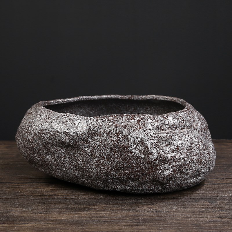 陶瓷金鱼缸仿石头生态乌龟缸客厅小型微造景观古法养小鱼盆景摆件