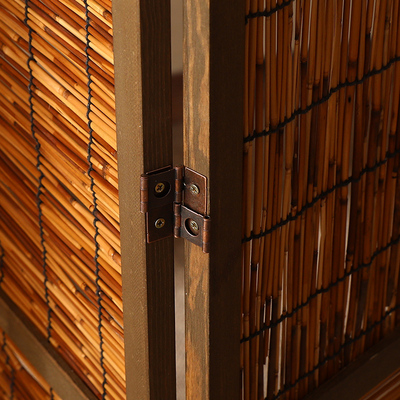 新中式芦苇屏风隔断入户玄关客厅茶楼民宿复古实木折屏装饰遮挡帘