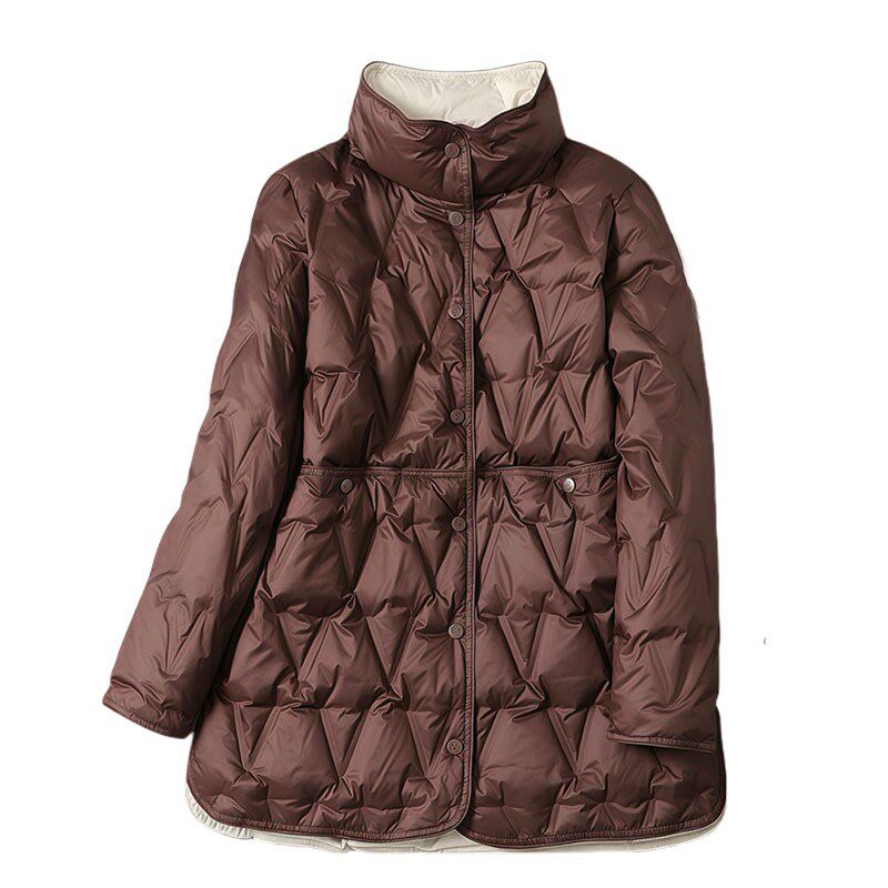 秋冬新款轻薄两面穿羽绒服女中长款大码宽松200斤小个子立领外套