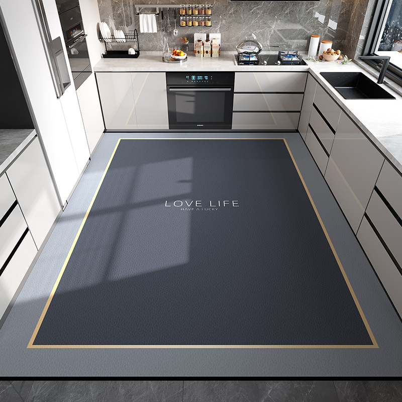 轻奢厨房地垫pvc防滑防油耐脏轻松打理裁剪防水免洗可擦地面皮毯