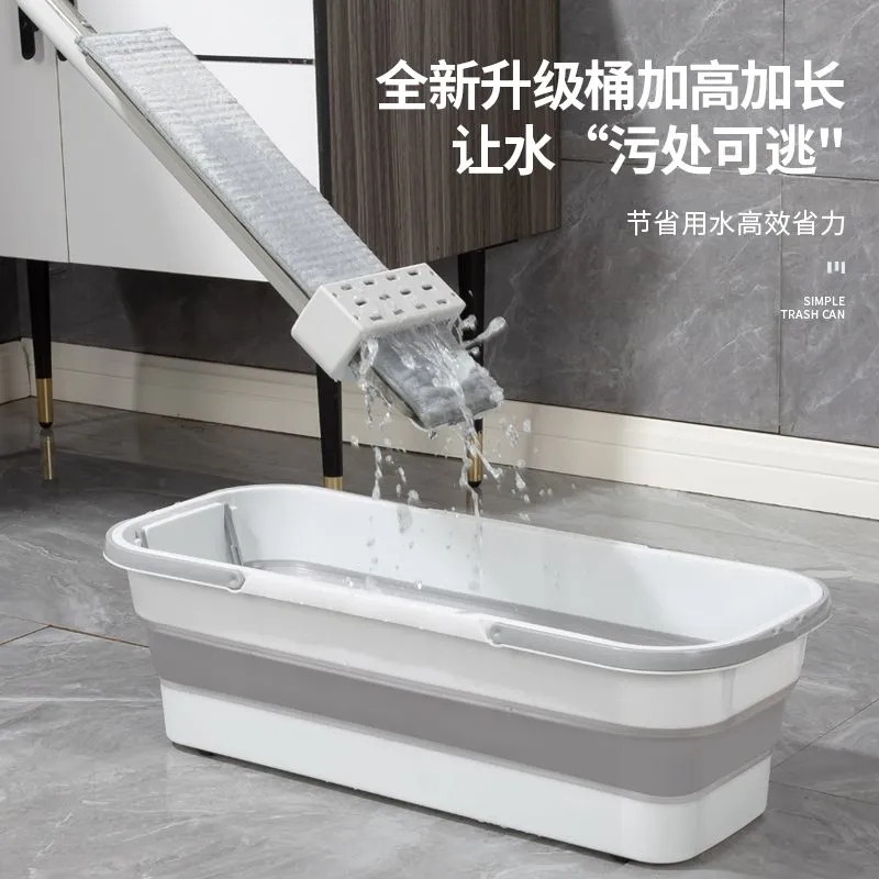 大号可折叠拖把桶单卖家用长方形带轮洗涮拖布拖把储水单桶塑料盆