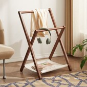 床头衣帽架家用卧室落地折叠挂衣架床边搭衣架晚上放衣服收纳架子