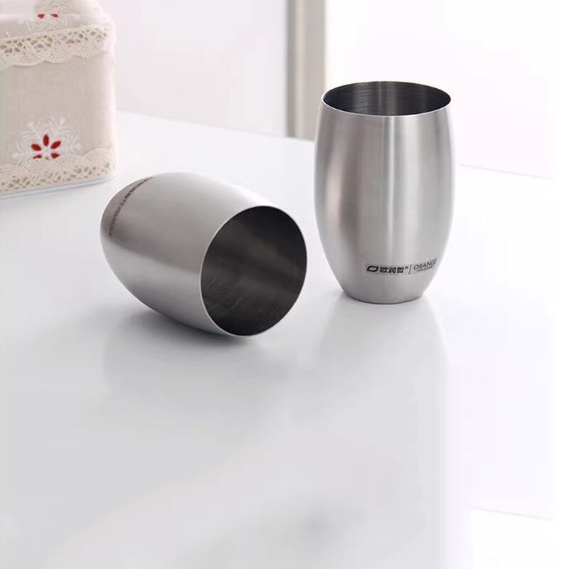 2个漱口杯不锈钢304卫生间家用刷牙杯简约情侣洗漱杯圆形牙缸杯子