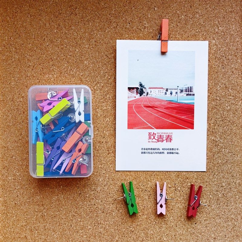 彩色小木夹子带图钉 毛毡软木板照片夹子 创意可爱照片墙卡通装饰,文具电教/文化用品/商务用品,便条夹/照片夹,淘宝优惠券,粉丝福利购,淘宝优惠卷