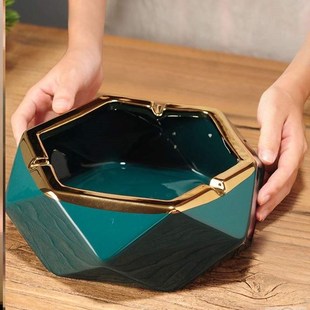 烟灰缸北欧风特大号大气创意家用客厅高级感陶瓷灰缸轻奢烟缸带盖