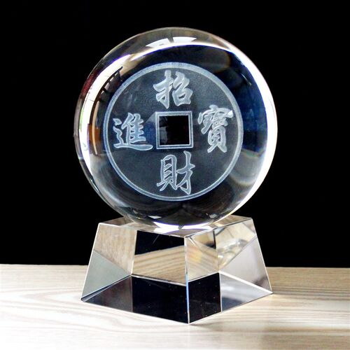 水晶球内雕3D船一帆风顺家居饰品摆件乔迁送礼可定制图案logo