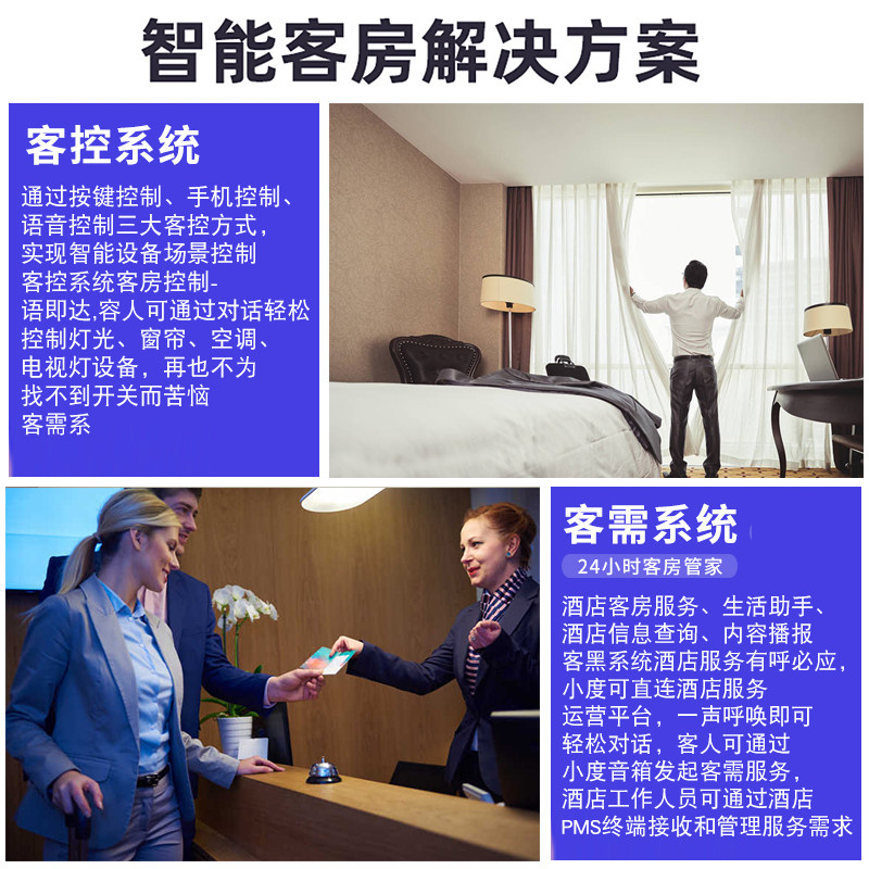 智慧无人酒店智能客房控制系统全屋家居宾馆语音客控PMS管理套装