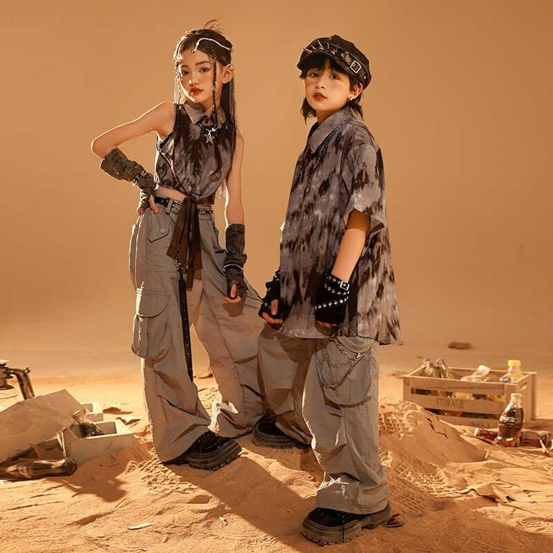 街舞儿童废土风衬衫嘻哈演出服男童hiphop架子鼓服女童爵士舞服装,童装/婴儿装/亲子装,儿童演出服,淘宝优惠券,粉丝福利购,淘宝优惠卷