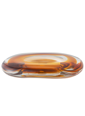 轻奢极简约软装样板房间圆形餐桌古铜色三足铝托盘玻璃果盘摆件