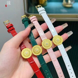 八宝罗盘手表带黄金手腕带竹节纹皮带红色黑色一条过潮流纯色手