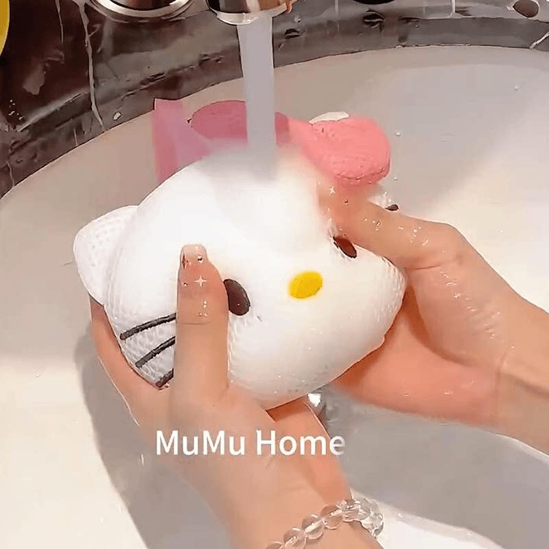 可爱卡通猫咪洗澡起泡沐浴球超柔软儿童专用泡澡球浴花搓澡巾